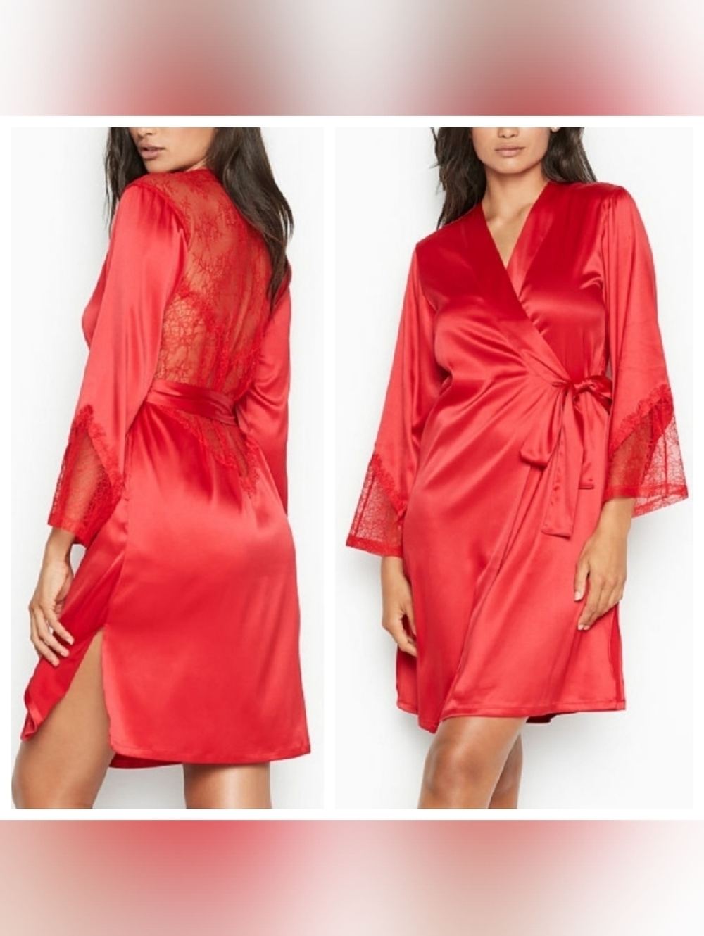 Victoria's Secret Satin Lace Wrap Kimono Robe